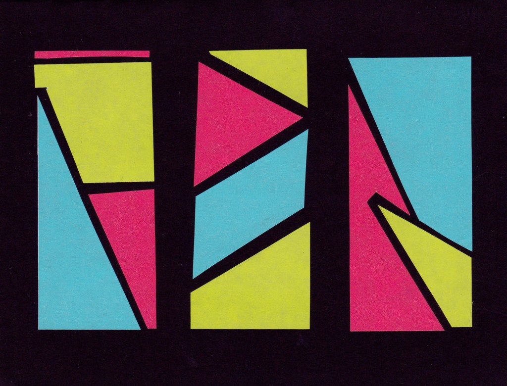 Geometric Magic card.  '80s-theme party invitation.