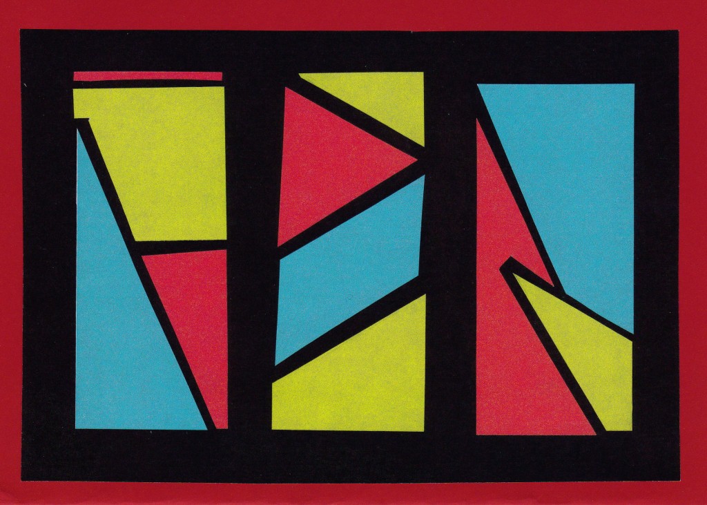 Geometric Magic card.  '80s-theme party invitation.