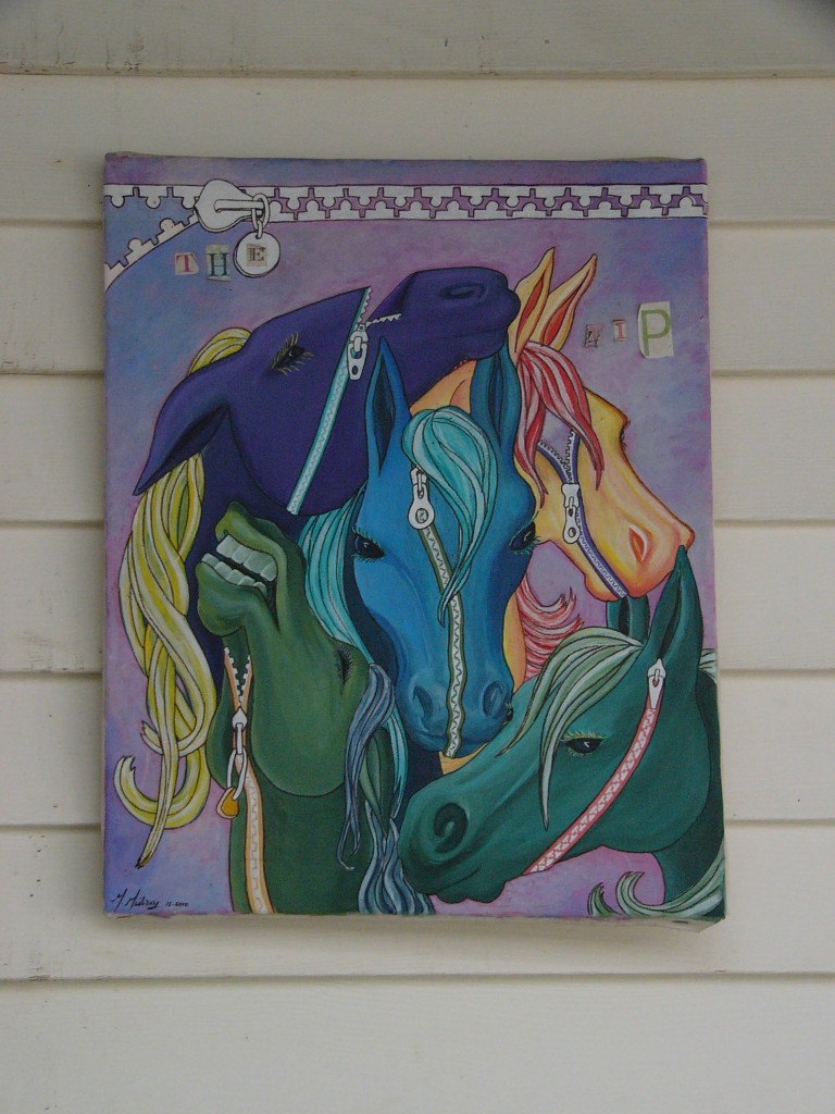 Zipper Face Horses painting